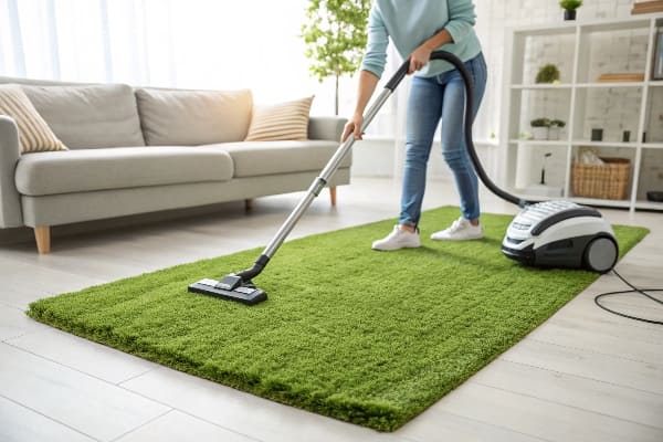 Artificial grass installation on sports field, using sand infill for playground construction