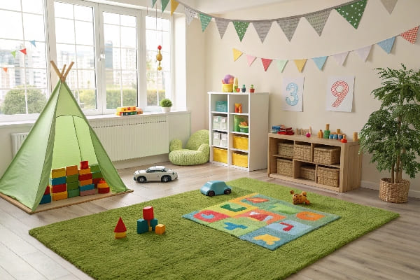 Artificial grass installation on sports field, using sand infill for playground construction