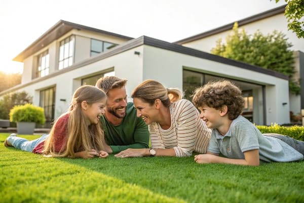 Artificial grass installation on sports field, using sand infill for playground construction