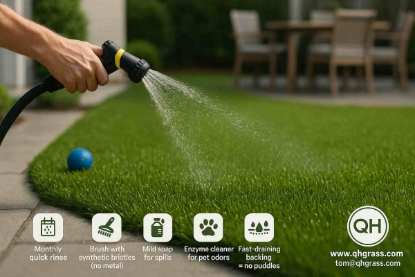 Artificial grass installation on sports field, using sand infill for playground construction