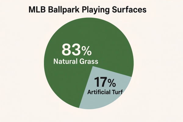 Percentage of MLB fields with artificial turf