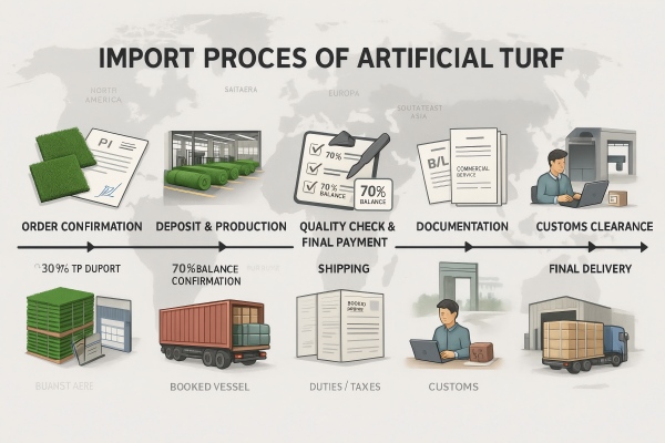 Flowchart showing the import process from China factory to a local warehouse