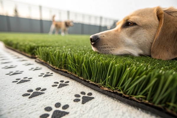 Artificial grass installation on sports field, using sand infill for playground construction