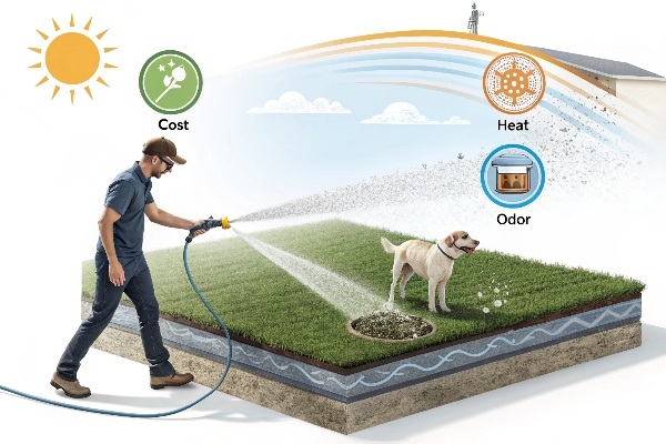 Artificial grass installation on sports field, using sand infill for playground construction