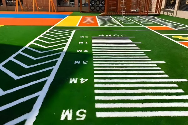 A clean and safe school playground with vibrant artificial grass