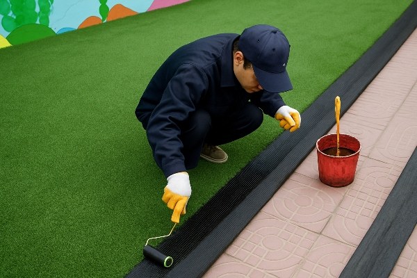 Installer applying one-component adhesive from a cartridge gun