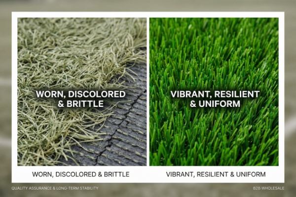 faded artificial grass compared to new grass