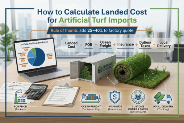calculator and documents for artificial turf import costs