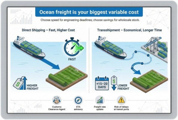 container ship route map direct vs transshipment