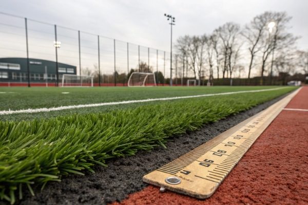 Close-up of high-quality artificial turf for a MUGA pitch