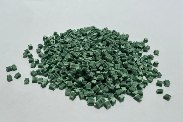green TPE infill granules close up