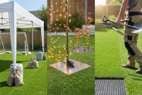 damaging artificial turf with sharp garden tools