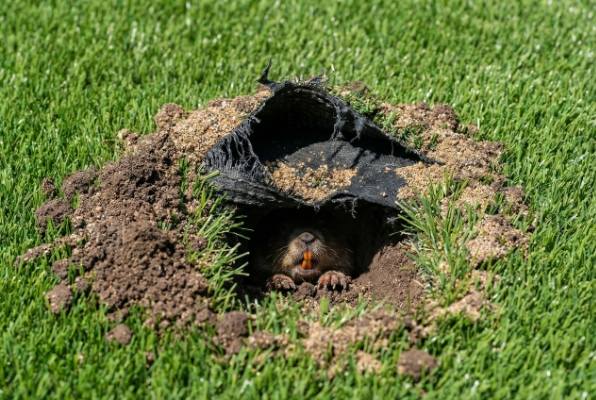 Can moles get under artificial grass?