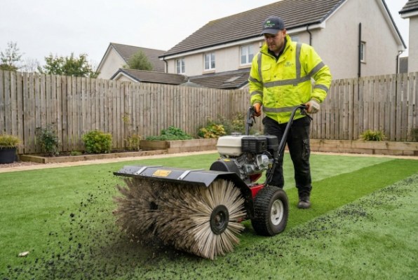 What is the impact of artificial grass brushing machines?