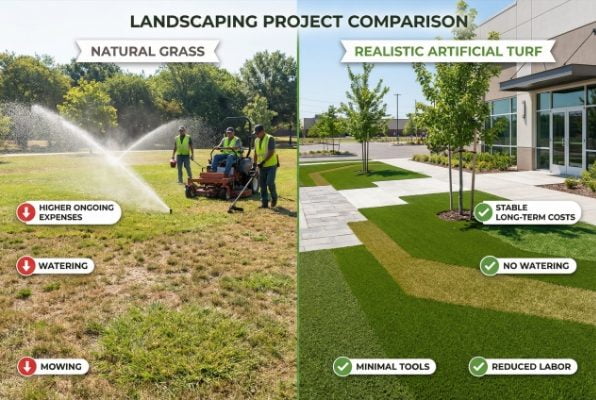 Artificial turf landscaping project