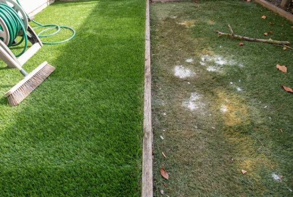 weathered artificial turf