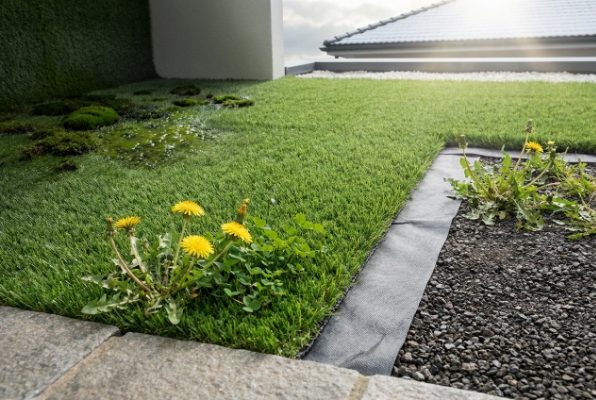 moss growing on artificial turf edges