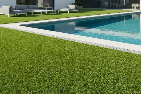 artificial grass around swimming pool