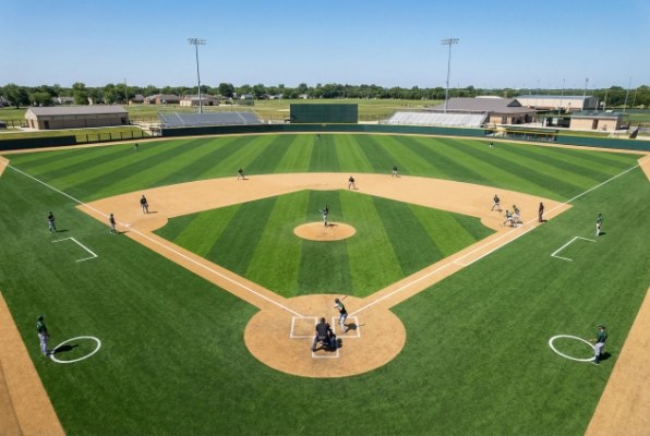 artificial grass baseball field overview