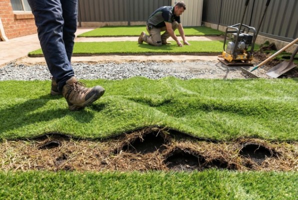 uneven artificial grass surface
