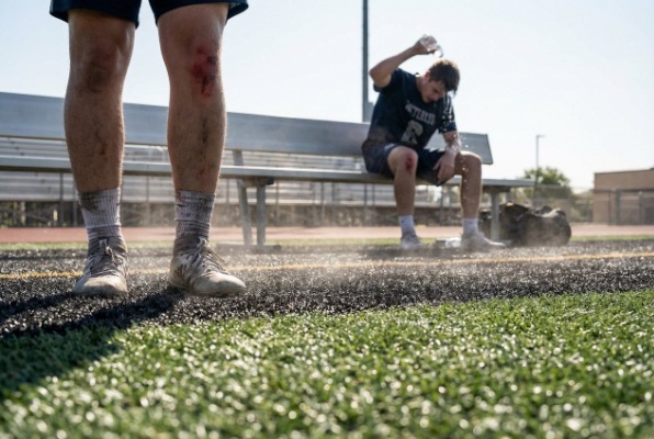 heat waves rising from artificial turf field