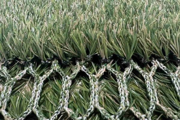 Hybrid turf open woven backing structure