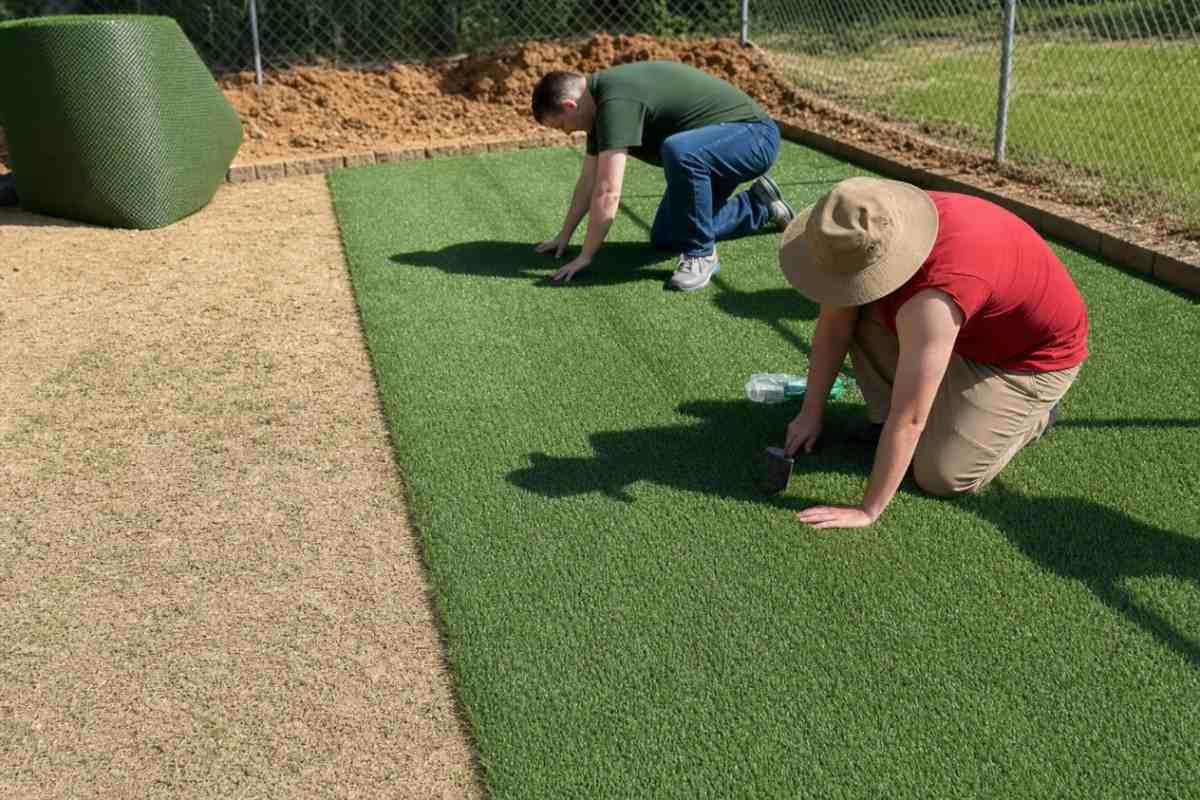 Hybrid grass installation over seeded soil