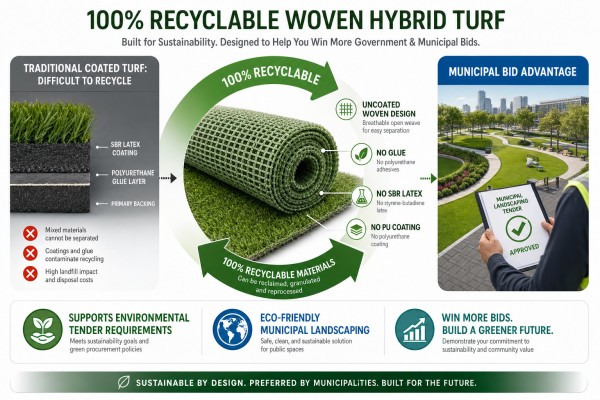 100 percent recyclable hybrid turf eco friendly municipal project landscaping