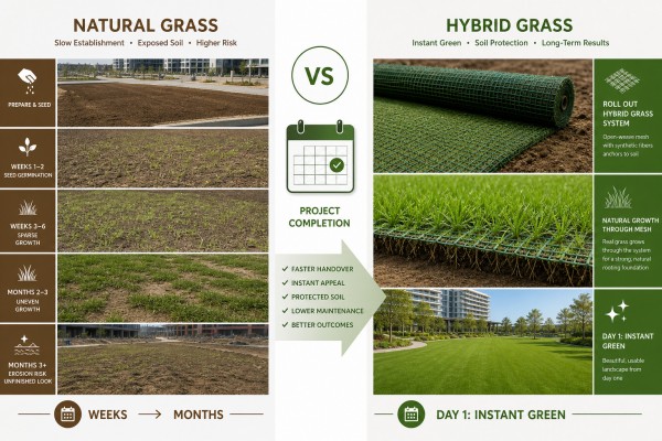 project timeline difference between hybrid grass and natural grass