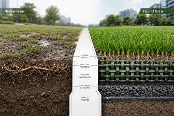 What is the difference between hybrid grass and natural grass?