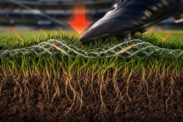 open mesh hybrid artificial grass root protection against heavy trampling