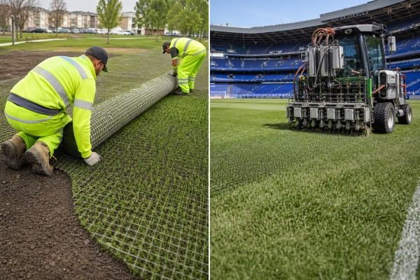 difference between open woven and stitched hybrid artificial turf