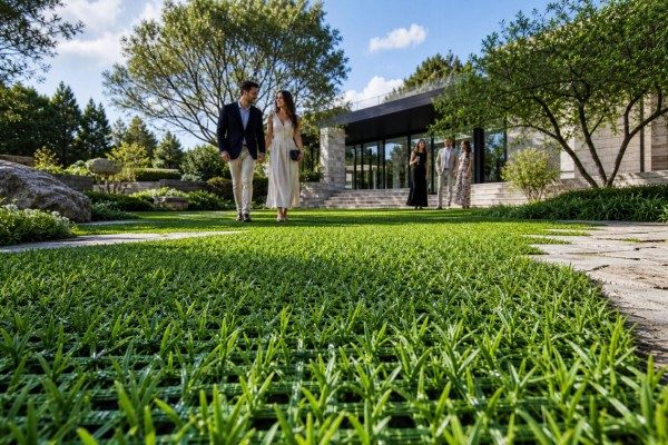 commercial hybrid grass installed in a luxury estate garden